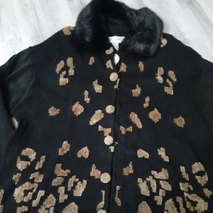 PETER VALENTINE CARDIGAN SWEATER FUR 2X NEW RETAIL $100